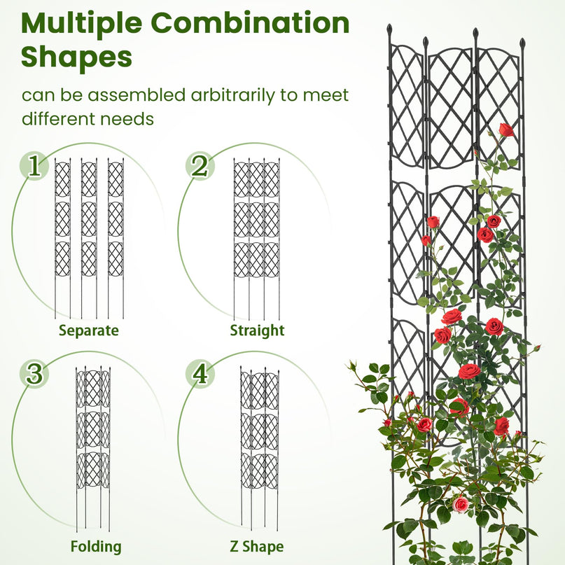 Giantex Garden Trellis, Outdoor Plant Support Frame w/Adjustable Shapes, Ground Stakes, Rustproof PE Coating Pipes