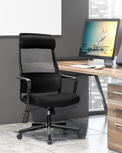 Giantex High Back Mesh Office Chair with Heating Headrest and Lumbar Support Armrest