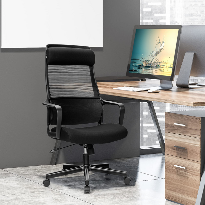 Giantex High Back Mesh Office Chair with Heating Headrest and Lumbar Support Armrest