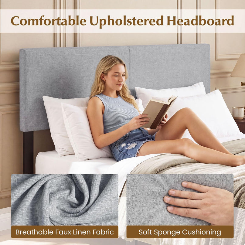 Giantex Linen Upholstered Headboard Queen/Full Size Vertical Quilted Fabric Head Board