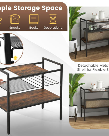 Giantex 3-Tier Storage Rack, 24" Compact Shelving Unit Storage Shelves with Unique Removable Panel for Different Heights