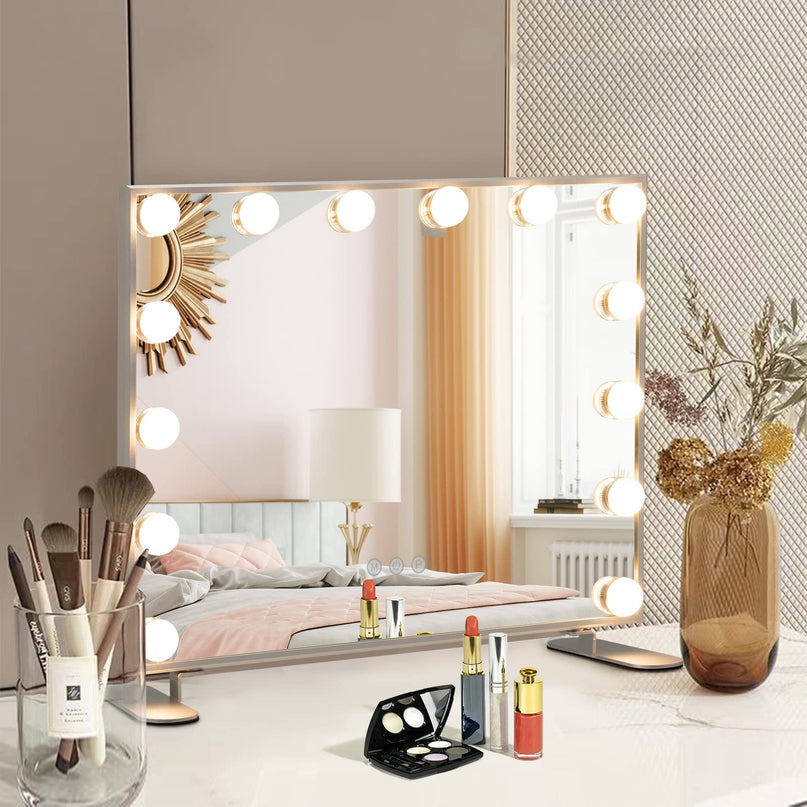 CHARMAID Vanity Mirror with Lights - 14 Dimmable LED Bulbs, 3 Lighting Colors, Touch Control