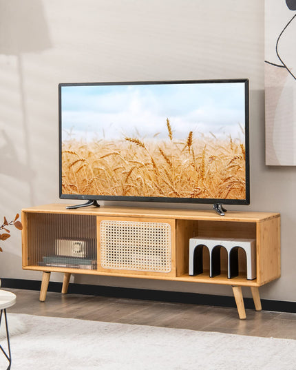 Giantex TV Stand for Living Room TVs up to 55”- Bamboo Entertainment Center