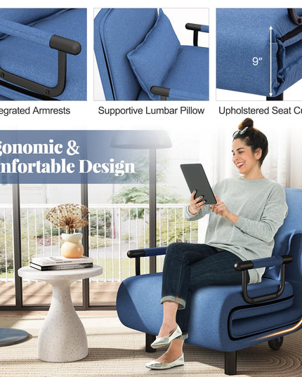 Giantex Convertible Sofa Bed, 3-in-1 Folding Sleeper Chair with 5-Position Adjustable Backrest, Wheels, 2 Legs