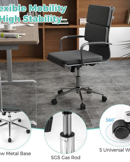 Giantex Ergonomic Office Chairs Mid Back Fabric Desk Chairs with Armrest