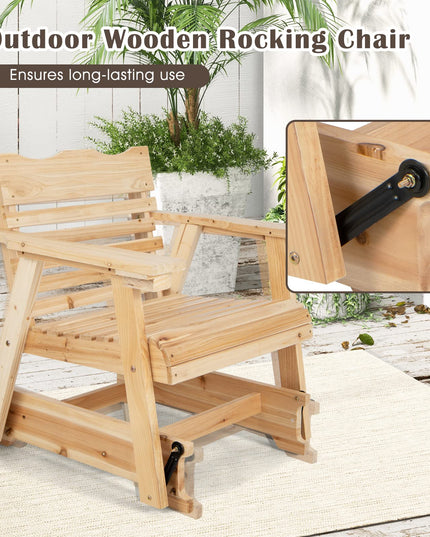Giantex Outdoor Glider Rocking Chair - Set of 2 Wood Porch Rocker