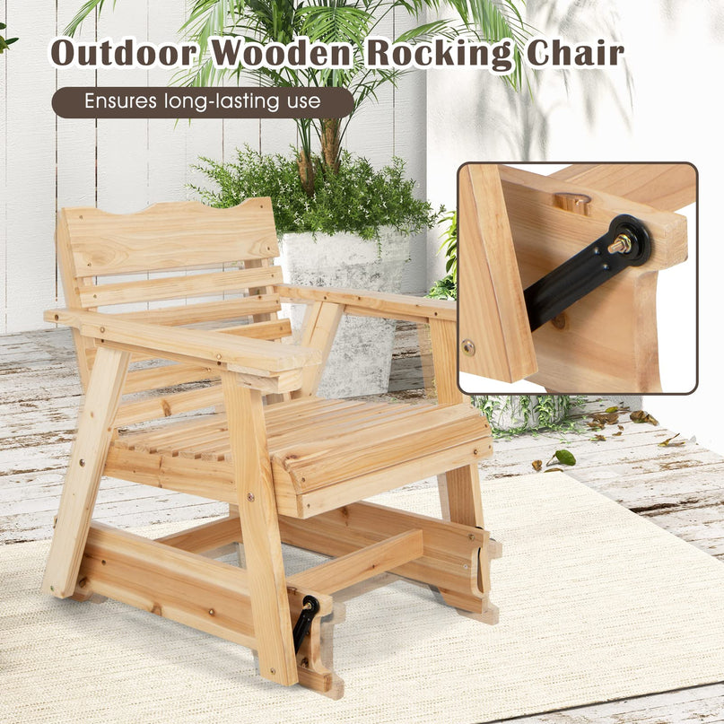 Giantex Outdoor Glider Rocking Chair - Set of 2 Wood Porch Rocker