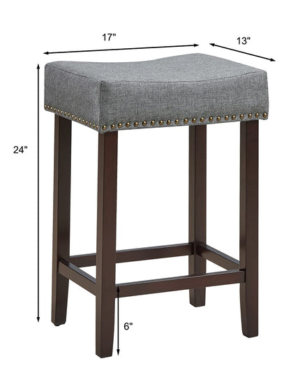 Giantex Backless Counter Height Stools with Brass Nail Head Studs