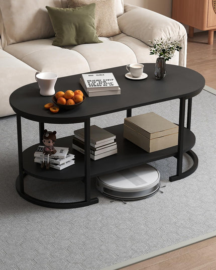 Giantex 2-Tier Coffee Table Oval Center Table