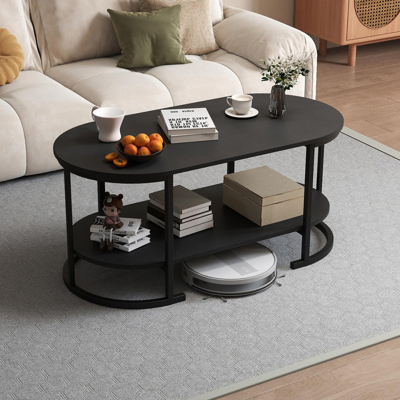 Giantex 2-Tier Coffee Table Oval Center Table