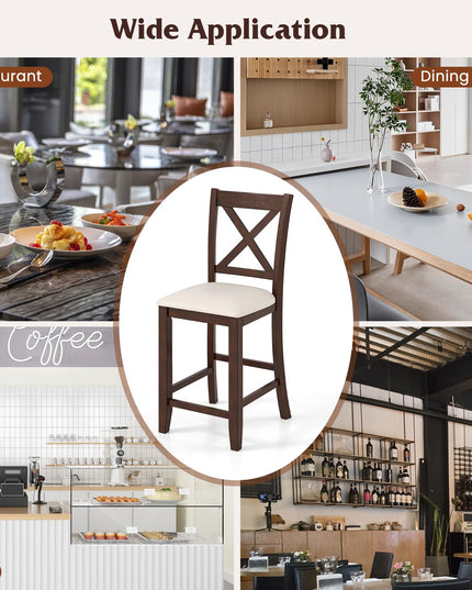 Giantex Farmhouse Counter Height Bar Stools with Footrest