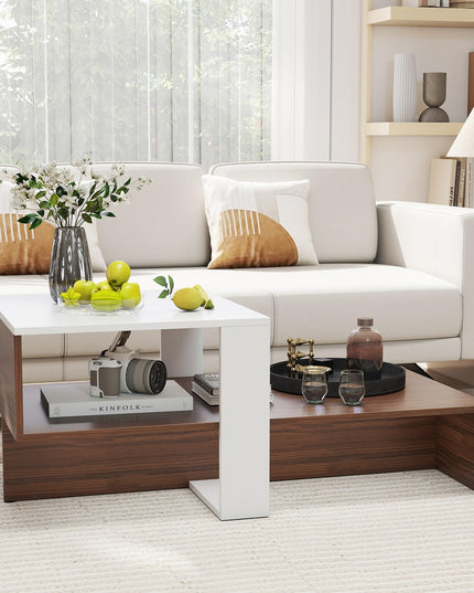 Giantex 2 Tier Coffee Table with Storage for Living Room Reception Room
