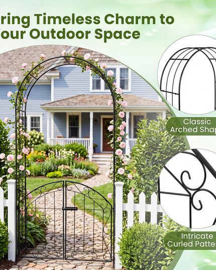 Giantex 79" H x 39" W Garden Arch with Gate & Safety Latch
