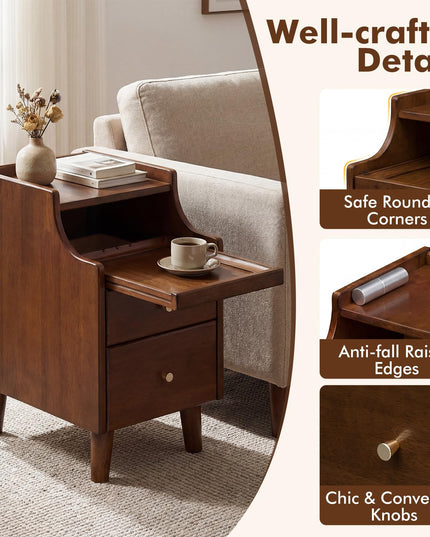 Giantex Narrow Night Stand Set 2 with Drawers(12”W x 16”D x 20”H)