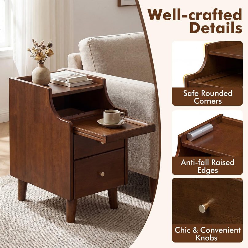 Giantex Narrow Night Stand Set 2 with Drawers(12”W x 16”D x 20”H)