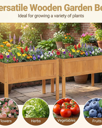 Giantex Solid Wooden Raised Garden Bed w/Legs (35"L x 16"W x 24"H)