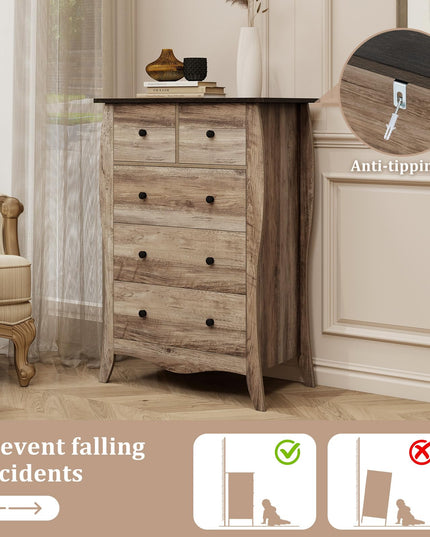 Giantex Storage Cabinet with Foldable & Detachable Fabric Drawers, Anti-Tipping Kit, 26.5” x 15” x 38” Farmhouse Floor Cabinet