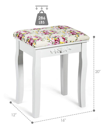 Vanity Stool Wood Dressing Padded Chair