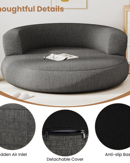 Canapé rond gonflable Giantex avec grande zone de couchage et accoudoirs larges, fauteuil de relaxation.