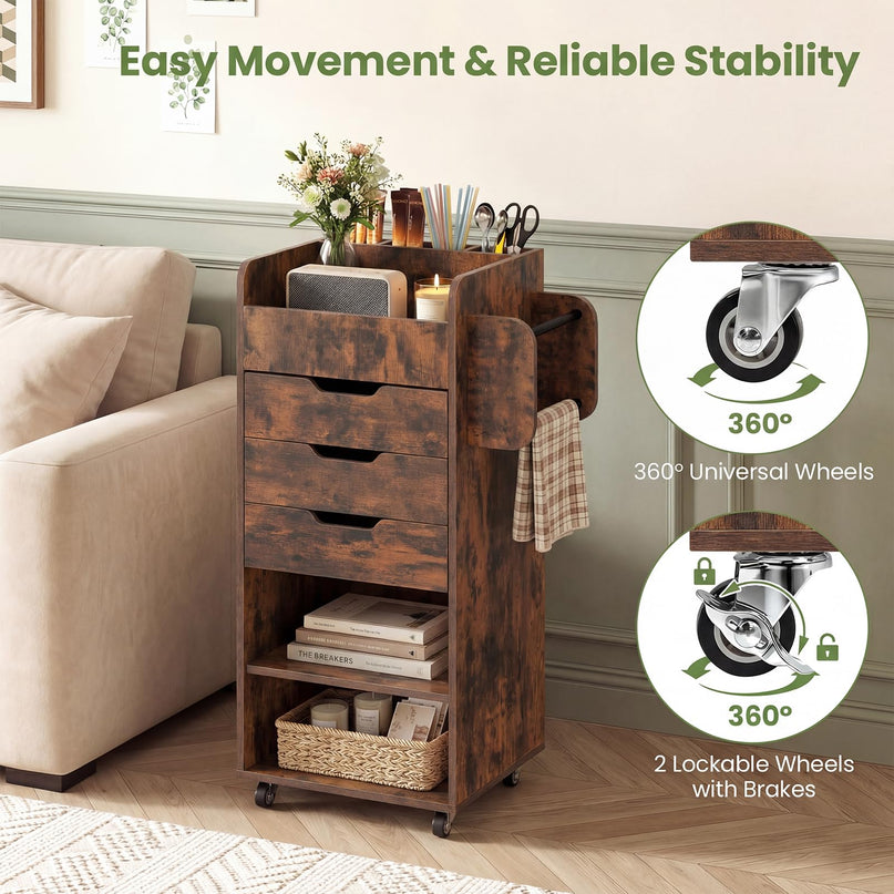 Giantex Craft Storage Cart - Utility Organizer Cart with 3 Drawers