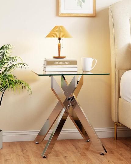 Giantex Table d'appoint carrée en verre pour canapé（1/2）