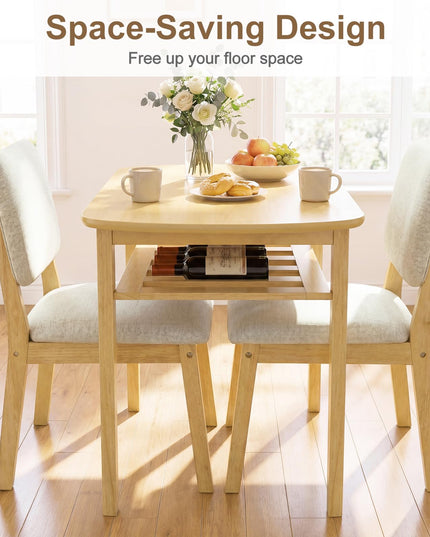 Giantex Dining Table Set for 2 | Space Saving Kitchen Table and Chairs Set w/Rubber Wood Frame