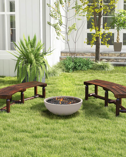 Giantex Wooden Outdoor Bench for 2-Person - Fire Pit Chair Bench
