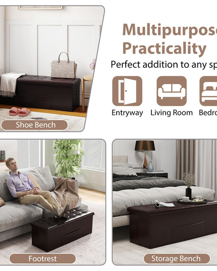 Giantex 43 Inches Folding Storage Ottoman Bench for Living Room