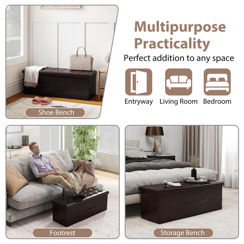 Giantex 43 Inches Folding Storage Ottoman Bench for Living Room