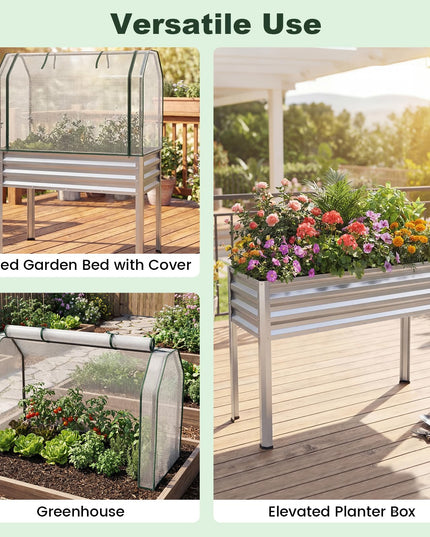 Giantex 44x22x60 Raised Garden Bed with Legs & Greenhouse Cover (1/2)