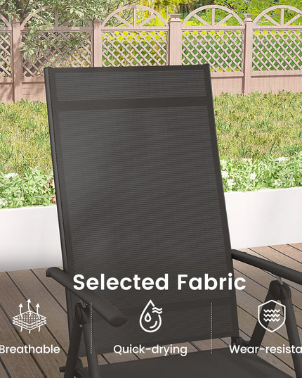 Giantex Folding Patio Chairs, High Back Outdoor Chairs with 7-Level Adjustable High Backrest