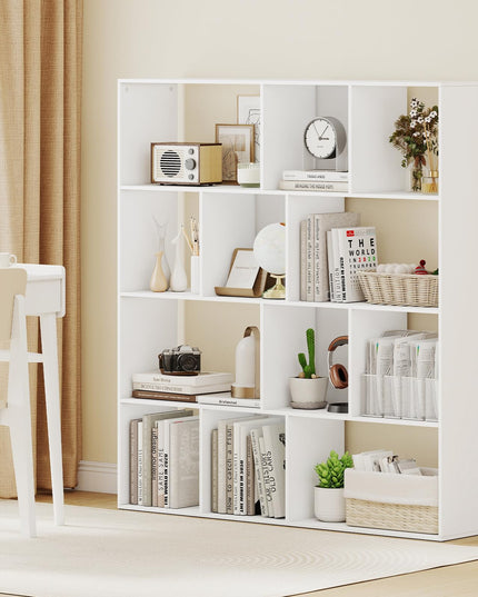 Giantex 4-Tier Modern Bookshelf with 12 Storage Compartments & 2 Anti-Tip Kits