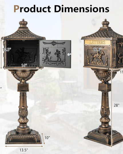 Giantex Cast Aluminum Mailbox with Post