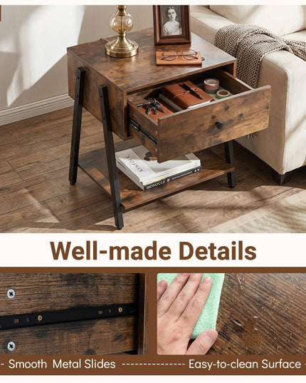 Giantex Industrial Night Stand with Drawer and Open Shelf