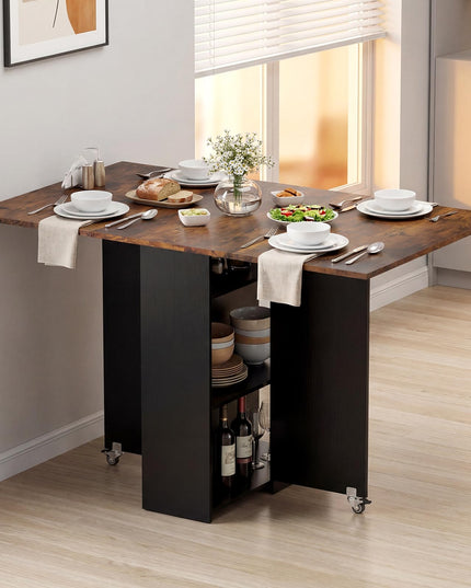 Table à manger pliante Giantex 47,5 po avec étagère de rangement à 2 niveaux et tiroir