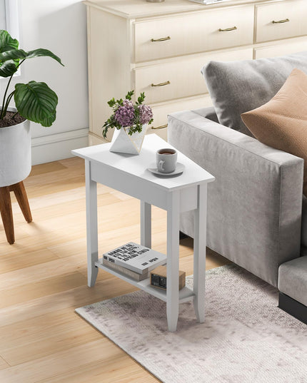 Triangle Side Table with Storage Shelf - Giantex