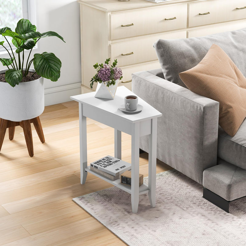 Triangle Side Table with Storage Shelf - Giantex