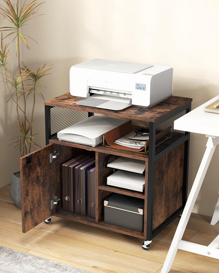 Giantex File Cabinet, Lateral Filing Cabinet with Lock, Wheels, Charging Station, Cable Hole, Lockable Side Cabinet