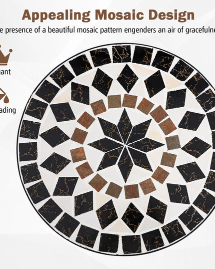 Giantex 24 Inch Patio Bistro Table, Mosaic Round Table w/Ceramic Tile Tabletop