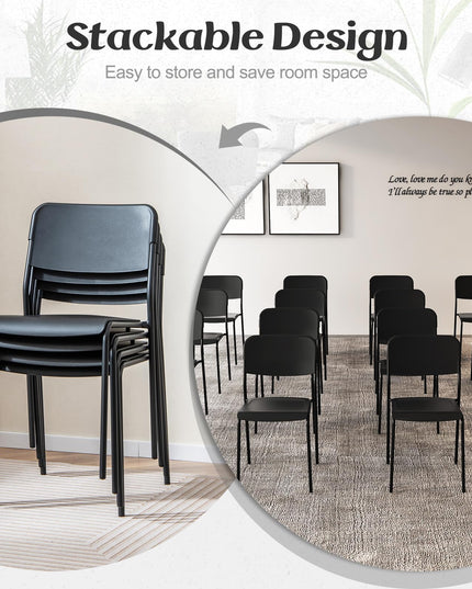Giantex Metal Dining Chairs Set of 4, Stackable Lightweight Kitchen Chairs w/Tilted Backrest & Sturdy Metal Legs