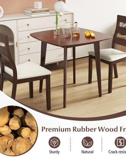 Giantex Wooden Square Kitchen Table and 2 Chairs with Padded Seat