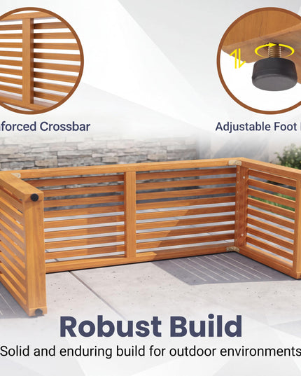 GIANTEX 36" Acacia Wood Outdoor Bench with Slatted Seat & Wooden Frame (1/2)