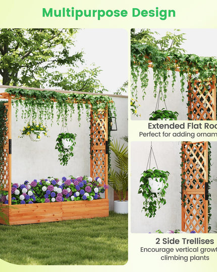 Giantex Raised Garden Bed with Trellis and Hanging Roof