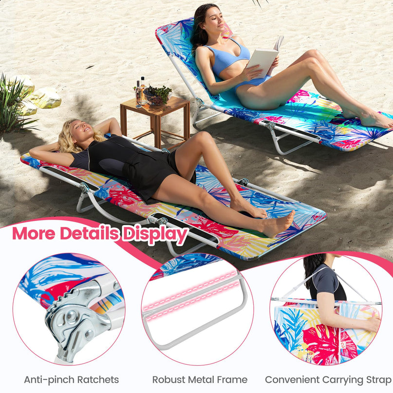 Giantex Colorful Patio Lounge Chair with 5-Position Carry Strap & Metal Frame