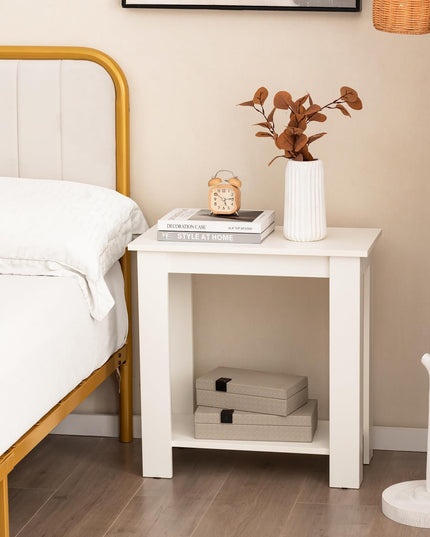 Giantex 2-Tier End Table White, Modern Side Table with Storage Shelf
