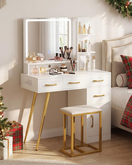 Coiffeuse CHARMAID avec miroir LED et lumières