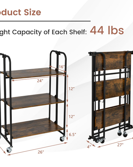 Giantex Foldable Storage Shelves with Wheels