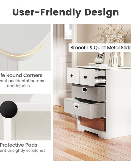 Giantex Nightstand with 4 Storage Drawers for Bedroom Living Room Hallway