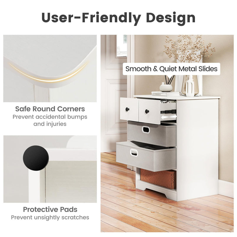 Giantex Nightstand with 4 Storage Drawers for Bedroom Living Room Hallway