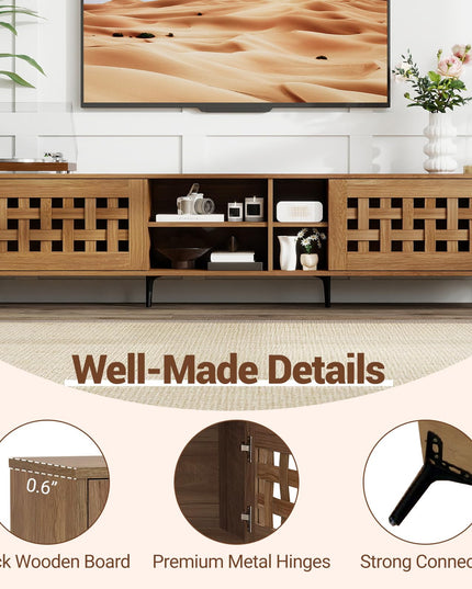 Grand meuble TV Giantex avec rangement | Meuble TV moderne pour téléviseur de 60 à 80 pouces